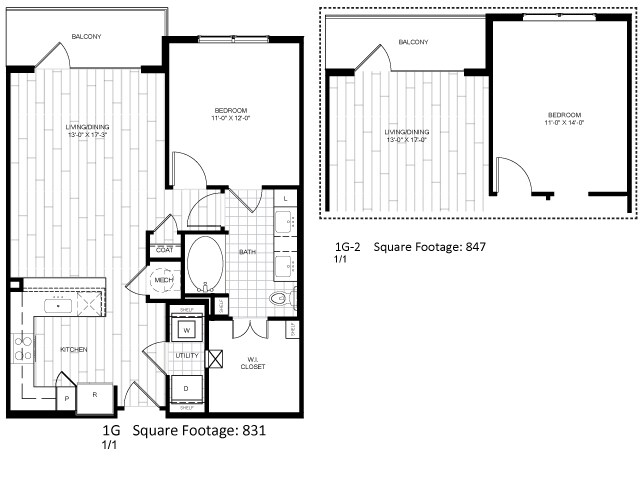 Live Oak at the Branch Floor Plan 1 Bedroom 1 Bath 1 Bed 1 Bath 764 sqft